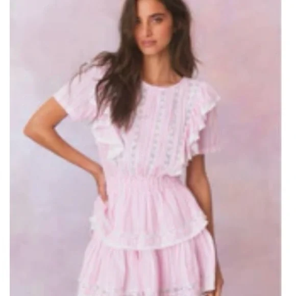 Loveshackfancy | Natasha Stripe Cotton Mini Dress | S | Captiva Pink